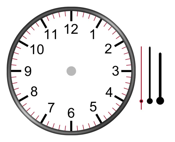 Reloj ilustración cara con números hora minuto y segunda mano —  Fotos de Stock
