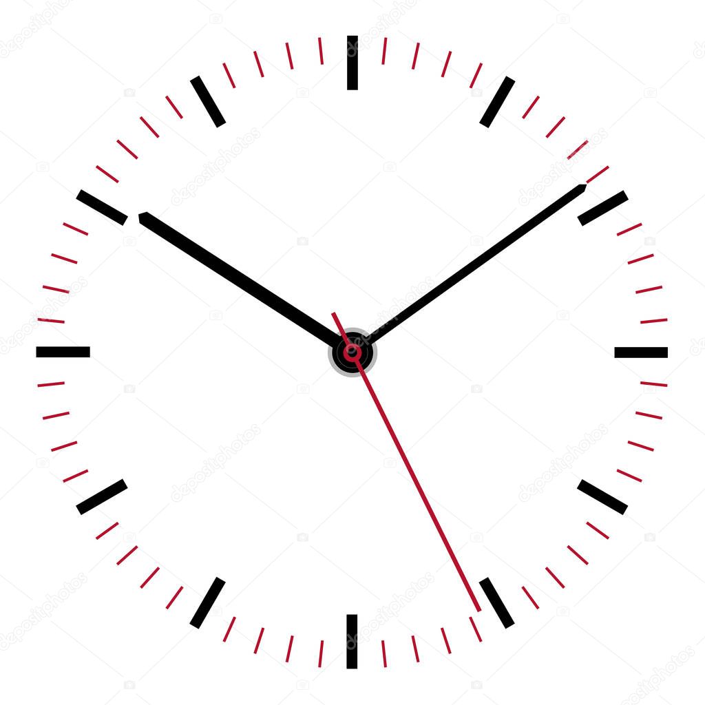 Clock face illustration second minute hour hands