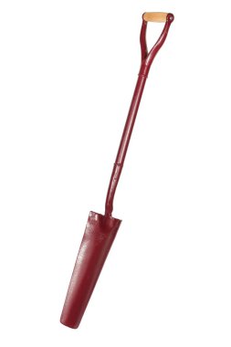 Red Steel Draining Myd shovel inclined on white background with  clipart