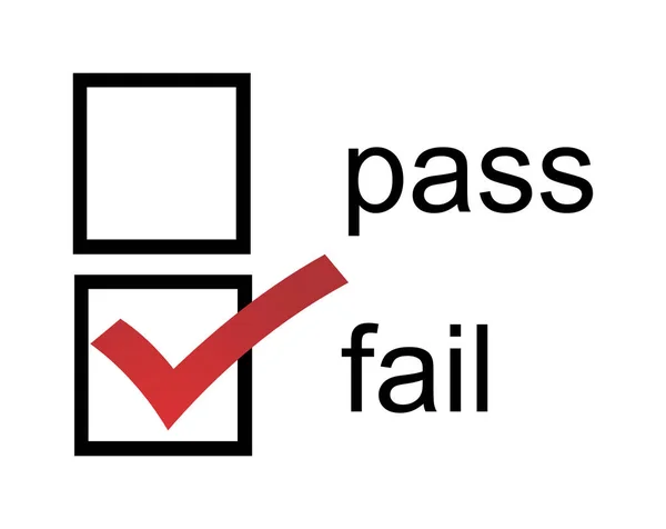 Fail Pass Checkbox mit rotem Fail Checkfeld — Stockfoto