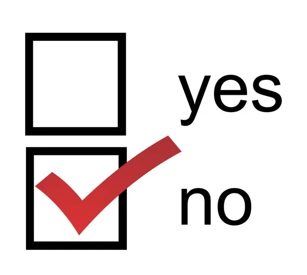 No Yes checkbox with red No box checked — Stock Photo, Image