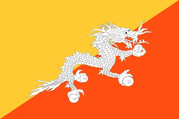 Bandiera del Bhutan sfondo illustrazione giallo arancione diagonale Druk — Foto Stock