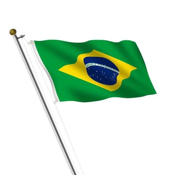 Brasil Brazílie Flagpole Verde e amarela ilustrace na bílý vtip — Stock fotografie