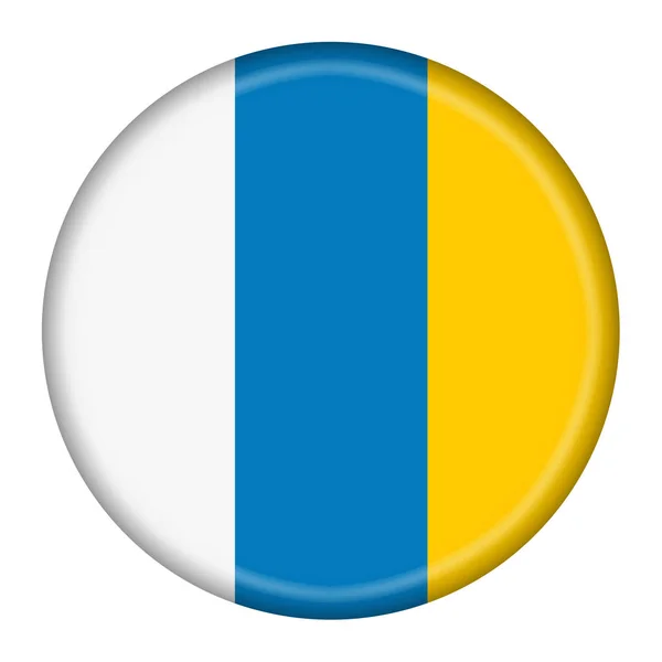 Canary Islands button flag white blue yellow tricolor — Stock Photo, Image