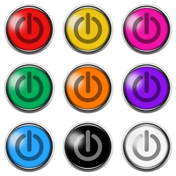 Power button icon set isolated on white with clipping path — Stock Photo, Image