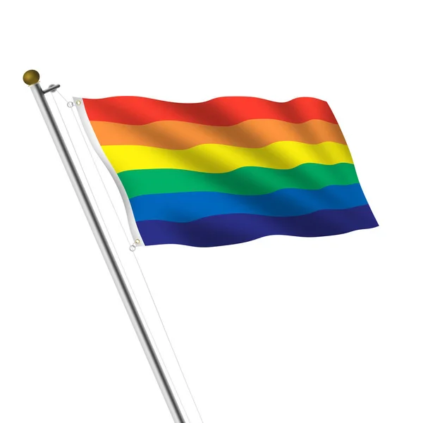 Gay Pride Flagpole illustration on white with clipping path — Stock Photo, Image