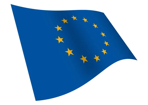 Europese Unie zwaaien vlag grafisch geïsoleerd op wit met clippi — Stockfoto