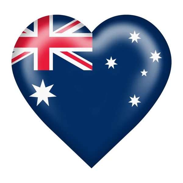 Australia bandera botón del corazón aislado en blanco con ruta de recorte — Foto de Stock
