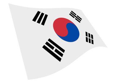 South Korea waving flag graphic isolated on white with clipping 
