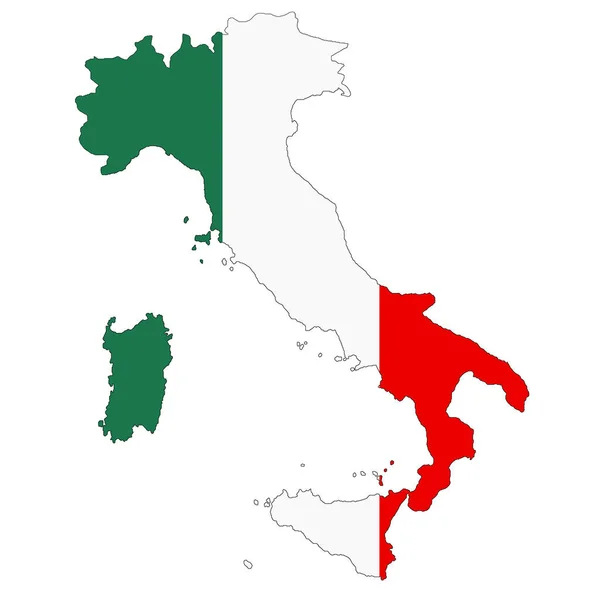Itália mapa no fundo branco com caminho de recorte — Fotografia de Stock