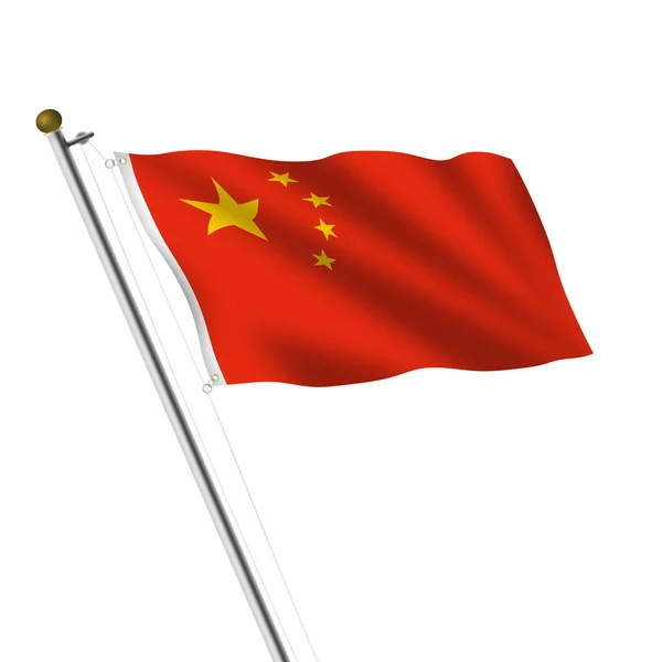Ilustración del asta de la bandera de China en blanco con ruta de recorte —  Fotos de Stock