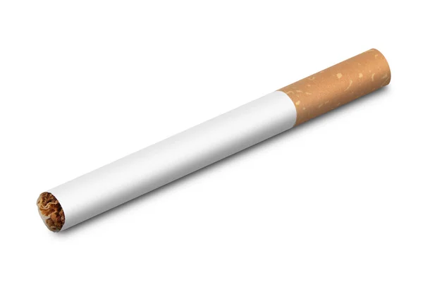 Cigarro inclinado em branco com caminho de recorte — Fotografia de Stock