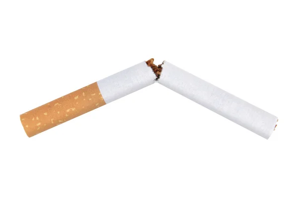 Złamany papieros na białym rzucić palenie będzie moc — Zdjęcie stockowe