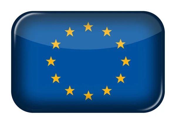 Pulsante rettangolo icona web bandiera dell'Unione europea con percorso di ritaglio — Foto Stock
