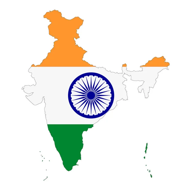 India mapa sobre fondo blanco con ruta de recorte — Foto de Stock