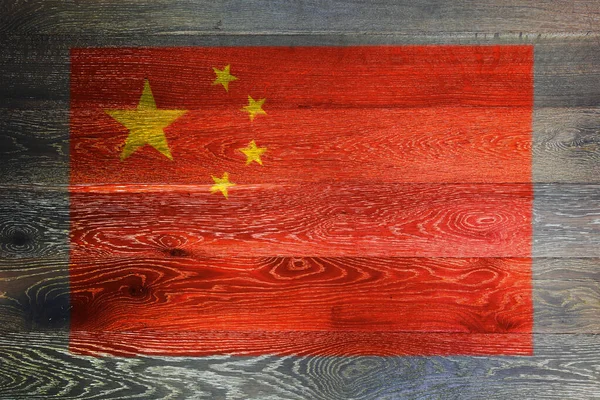 Bandera de China sobre fondo rústico de madera vieja superficie —  Fotos de Stock