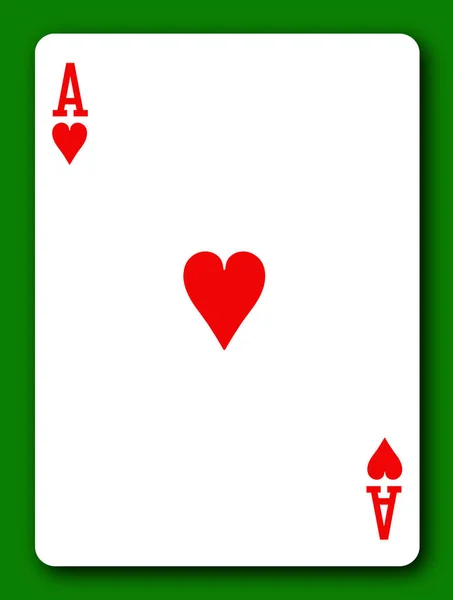 As de corazones jugando a las cartas con la ruta de recorte para eliminar el fondo y la sombra — Foto de Stock