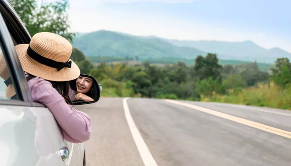 Woman Driving Road Travel Car Relax — Stock Photo, Image