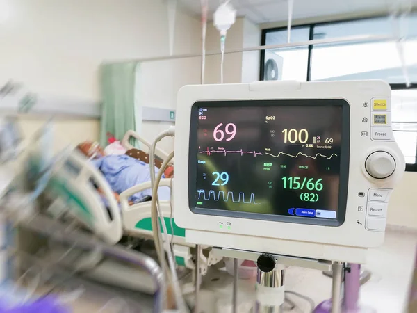 Emergência Sala Paciente Monitor Pulso Hospitalar — Fotografia de Stock