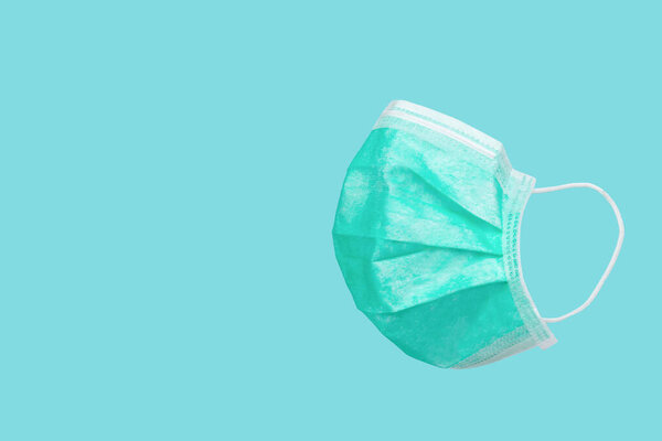 Защита от вирусов-масок Coronavirus 2019 (Covid-19) на синем фоне
