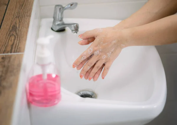 Wash Hands Keep Clean Protect Viruses Bacteria — Stock Photo, Image