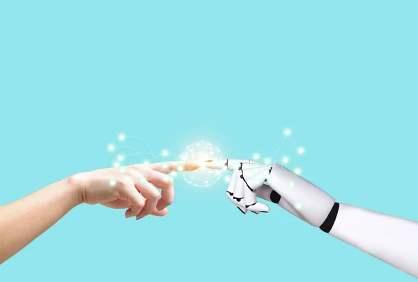 Mesterséges Intelligencia Robot Technológia Emberi Kéz Robot Kéz — Stock Fotó