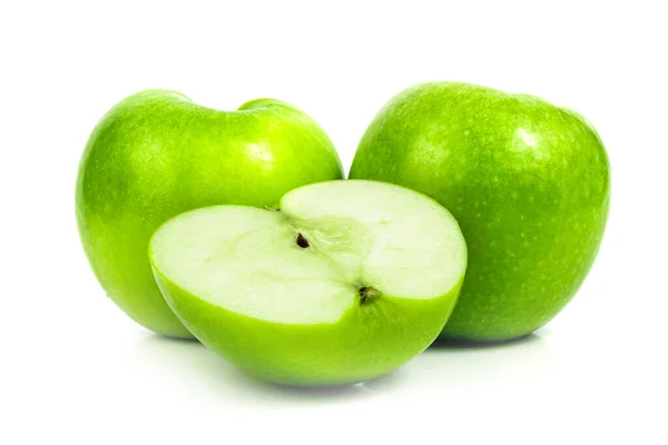 Świeże Owoce Zielonego Jabłka Białym Tle — Zdjęcie stockowe
