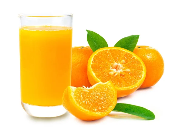 Χυμός Πορτοκαλιού Και Φρούτα Λευκό Φόντο — Φωτογραφία Αρχείου