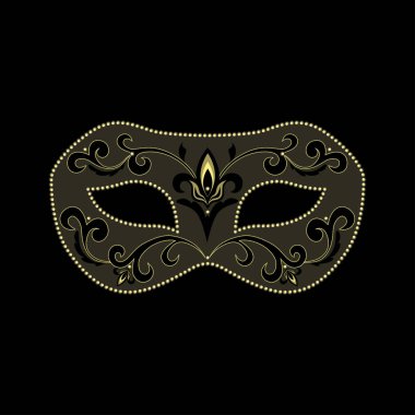 Vektör görüntü karnaval maskesi. Siyah arka planda Venedik maskesi.