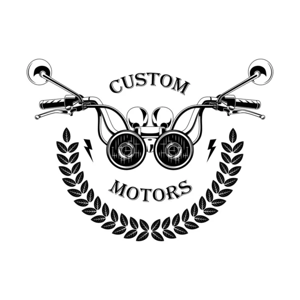 Logo Vectorial Volante Motocicleta Una Corona Laurel Que Simboliza Victoria — Vector de stock