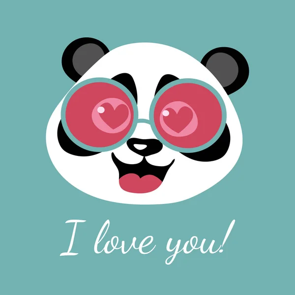 Pequeno Panda Apaixonado Por Grandes Óculos Redondos Ilustração Para Crianças — Vetor de Stock