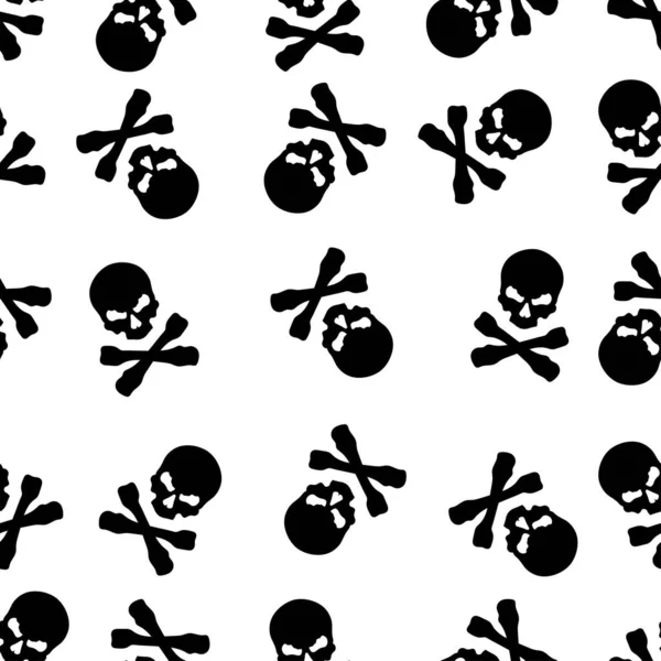 Seamless Texture White Background Image Skulls — Stock Vector