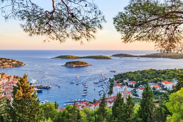 Hvar town harbor — Stock Photo, Image