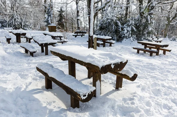 Picnic place in wintertime — Stock Photo, Image