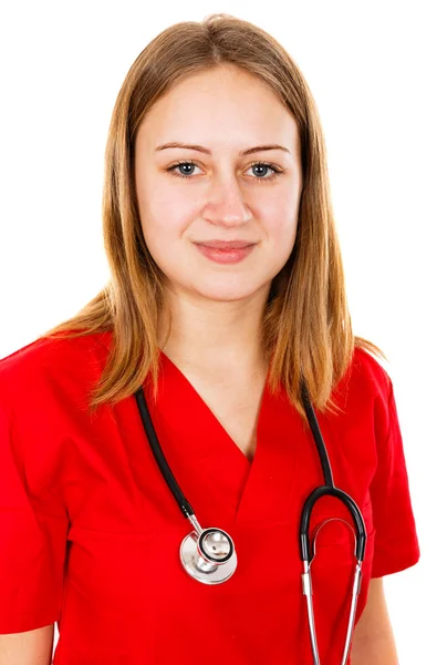 Sorridente giovane medico femminile — Foto Stock