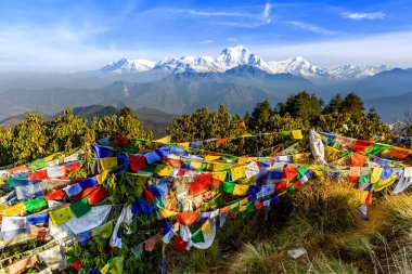 Dua bayrağı Poon Hill Nepal