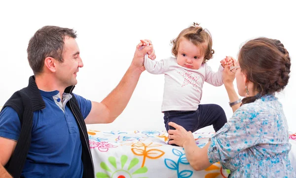 Adorable baby with her parents — Stock Photo, Image