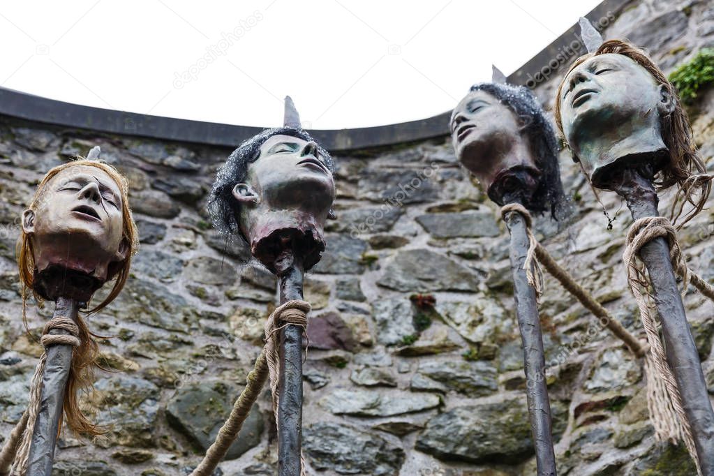 Impaled heads on spear