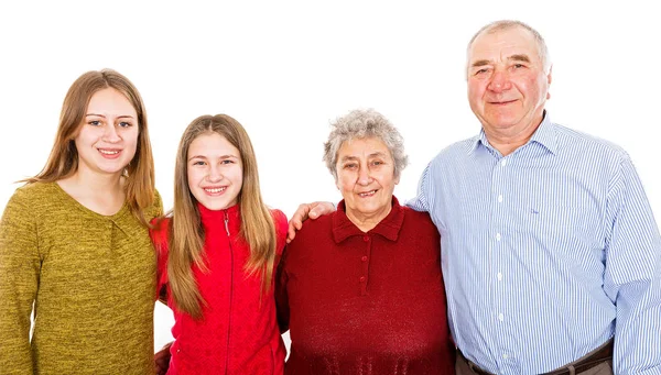 Happy grandparents and granddaughters — Stock Photo, Image