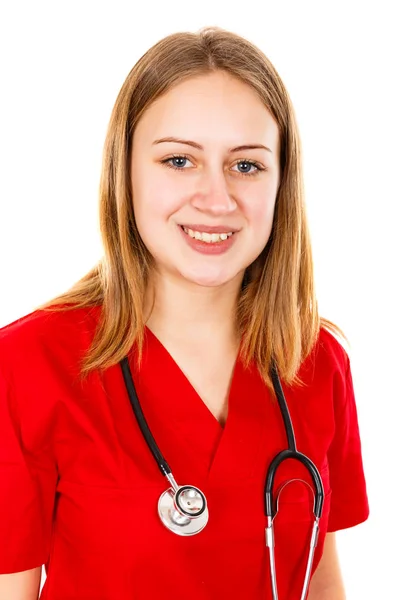 Χαμογελώντας νεαρή γυναίκα γιατρό — Φωτογραφία Αρχείου