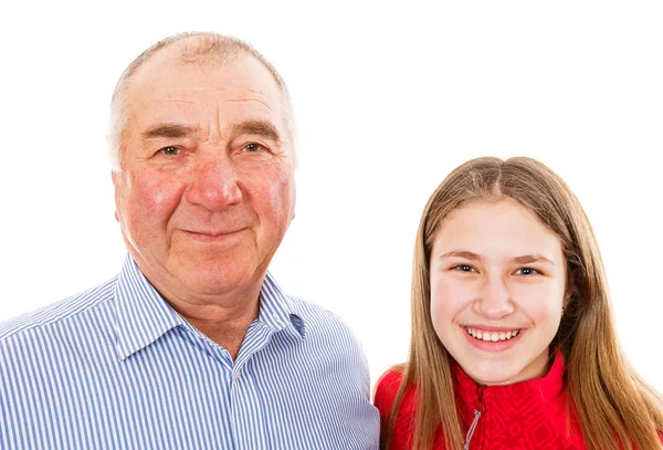 Старший мужчина и внучка — стоковое фото