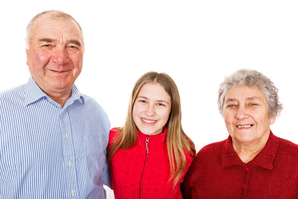Elderly couple and granddaughter — Stock Photo, Image