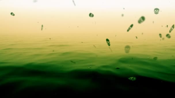 Зеленая вода, септик. Токсичная жидкость — стоковое видео