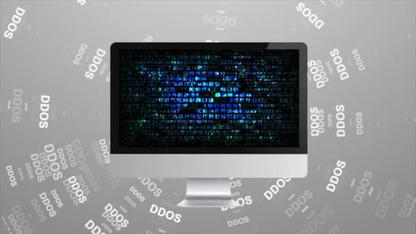 Infecção trojan, ataques de vírus no computador. Hackers na Internet. Ataque DDOS — Vídeo de Stock
