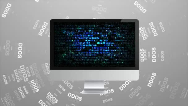 Enfeksiyon trojan, virüs bilgisayara saldırır. Internet üzerinde bilgisayar korsanları. DDoS saldırı — Stok video