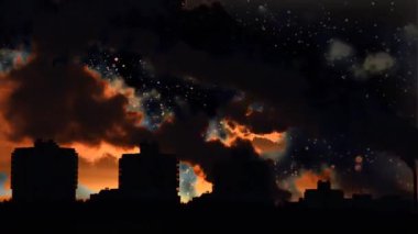 Kulüpleri duman şehir ve alan yukarıda kirlenmiş. Kentin sanayi.