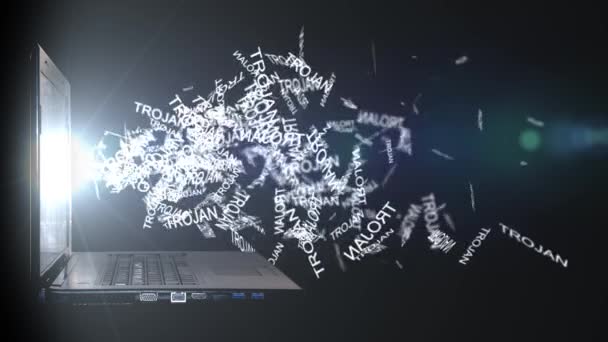 Datorn är infekterad med en Trojan. Lagring i molnet — Stockvideo