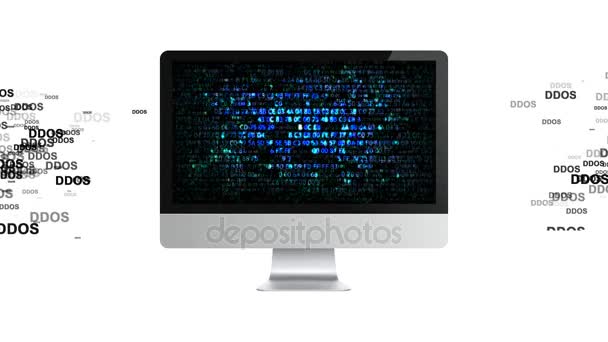 DDoS-aanval op de data warehouse Server. Cloud opslag — Stockvideo