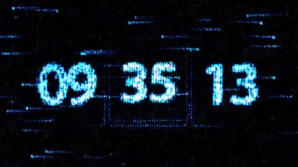 Chaotisch die Uhr umstellen. der Countdown auf dem Computerbildschirm. — Stockvideo