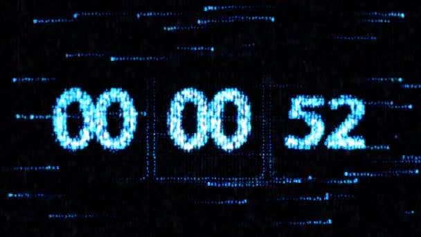 Null Countdown. der Countdown auf dem Computerbildschirm. Die Uhren werden um 00: 00 Uhr gestellt und ein neuer Countdown gestartet. — Stockvideo